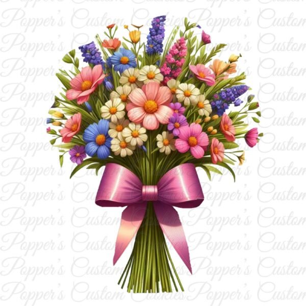Floral, AC, Bouquet, Daisy & Purple Bow