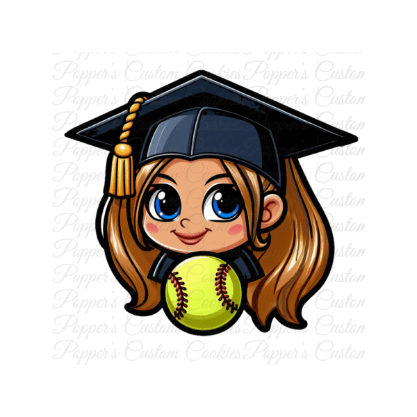 Girl Grad, Softball, Brown Hair, Blue Eyes
