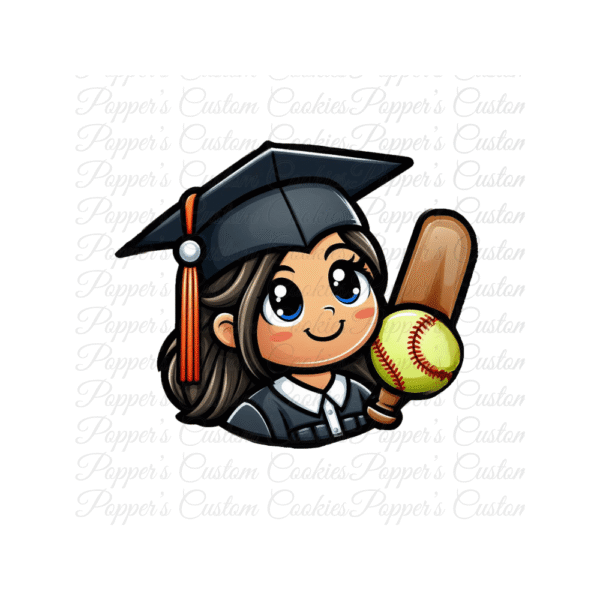 Softball Grad, Skin Tone 1, Brown Hair, Blue Eyes, Bat