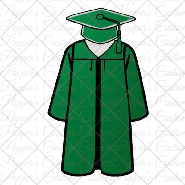 Graduation Cap & Gown, No Sash, Green