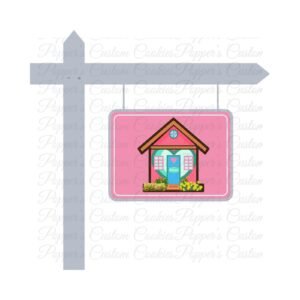 Colonial Post Sign, Whimsical Pink House