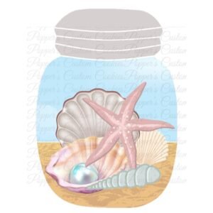 Jar, Gray Lid, Beach Shells