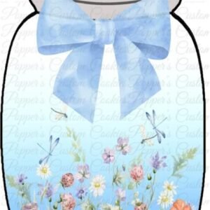 Jar, Gray Lid, Wildflower & Bow