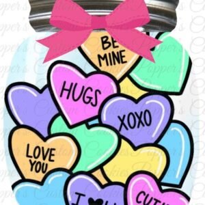 Jar, Valentine's Day, Conversation Hearts & Bow