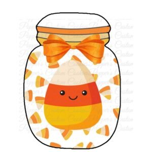 Jar, Candy Corn & Orange Bow