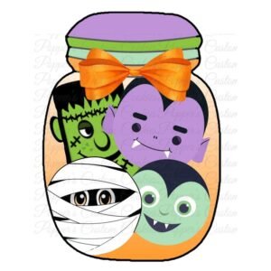Jar, Halloween Friends & Orange Bow