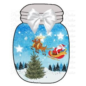 Jar, Santa & Reindeer Flying