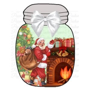 Jar, Santa, Fireplace & Tree