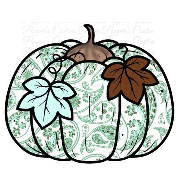 Pumpkin, Teal Paisley