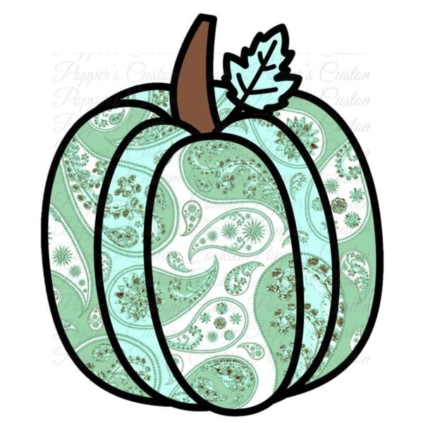 Pumpkin & Leaf, Green Paisley