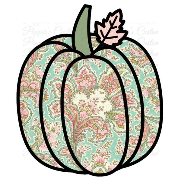 Pumpkin & Leaf, Light Green Paisley
