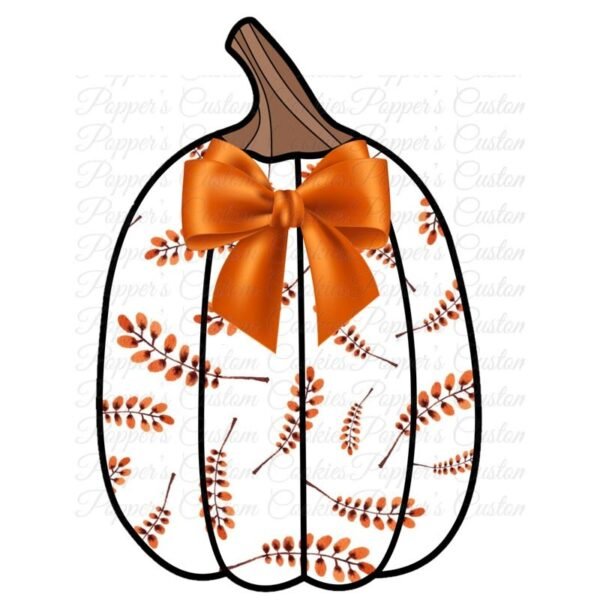 Pumpkin & Leaf, Tall, Orange Bow