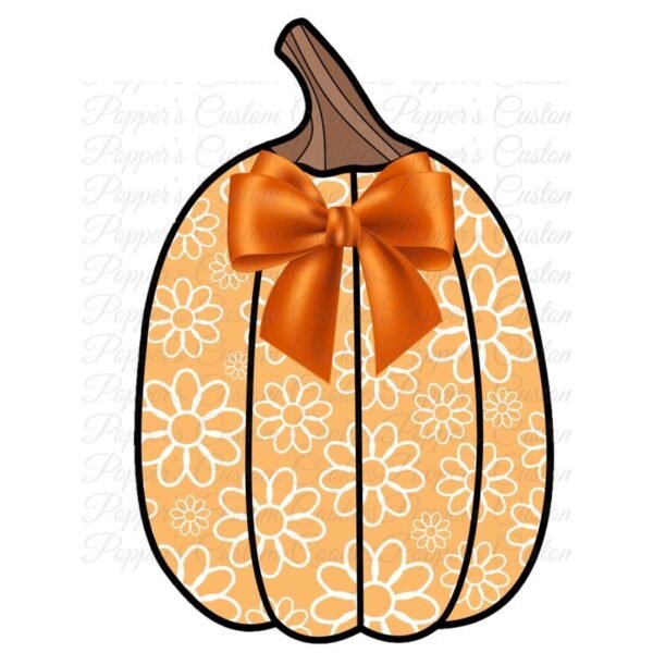 Pumpkin & Leaf, Tall, Orange Floral Bow