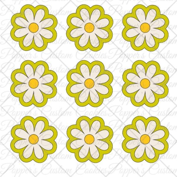 XL Chartreuse Flower Transfers