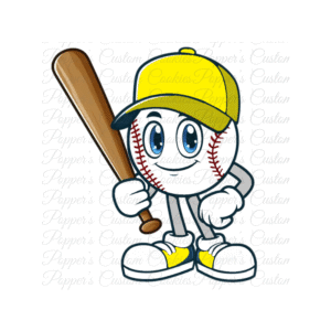 Baseball, Guy, Yellow Hat & Sneakers, With Bat