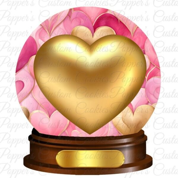 Snow Globe, Valentine's Day, Gold Heart & Label Plate