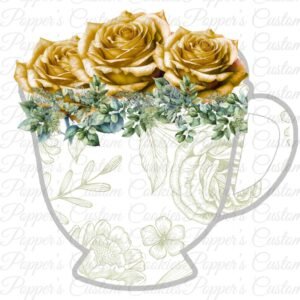 Teacup, Floral, Yellow Rose