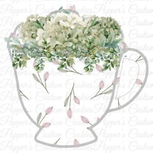 Teacup, Floral, White Hydrangea