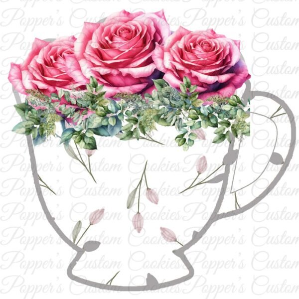 Teacup, Floral, Pink Rose Top