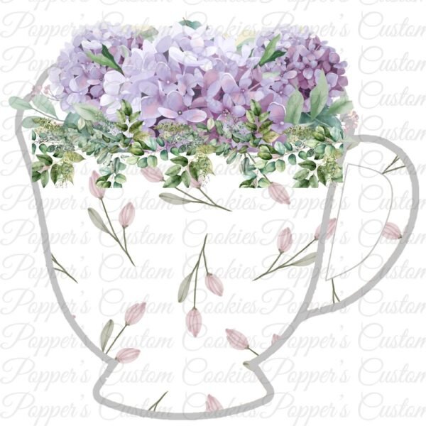 Teacup, Floral, Light Purple Hydrangea