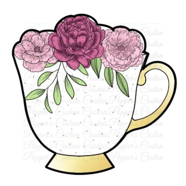 Teacup, Floral, Gold Trim