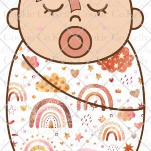 Sleeping Swaddled Baby, Boho Bow