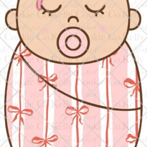Sleeping Swaddled Baby, Pink Bow