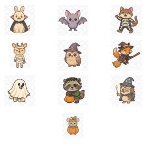 Cute Halloween Animals Bundle (Images Only)