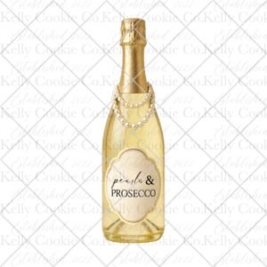 Pearls & Prosecco Champagne Bottle, Cream Label & Black Lettering