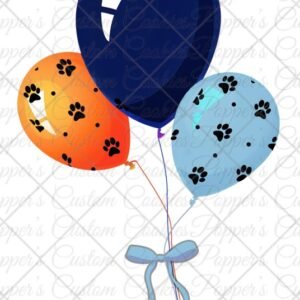 Party Balloons, Pawty Pup, Paw Prints, Navy Orange & Blue