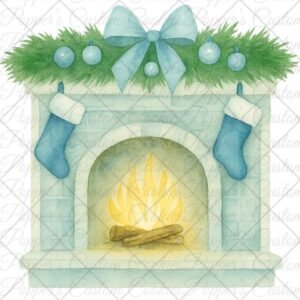 Blue Christmas Fireplace