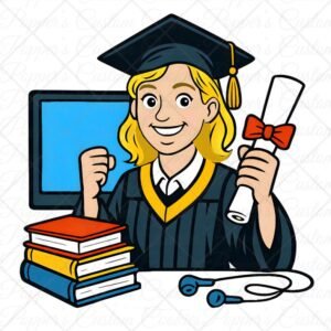 Grad Character, Girl, Light Skin, Blonde Hair