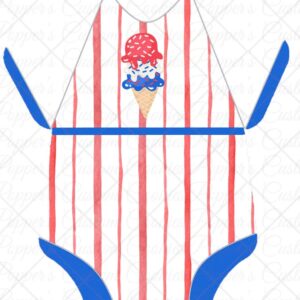 RWB Onesie, Red Stripe & Ice Cream