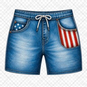 Men's Long Swim Trunks, Denim